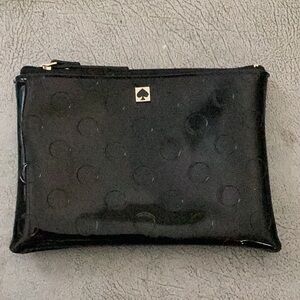 Kate Spade Black Cosmetic Bag with Glossy Finish and Zipper Closure